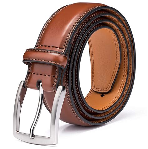 brown buckle leather belt.